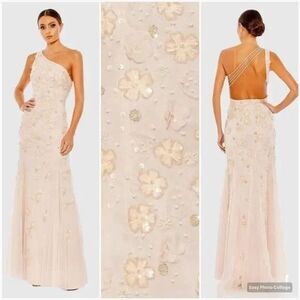 Mac Duggal 9168 Embellished One Shoulder Strappy Trumpet Gown Blush Size 6‎ $598